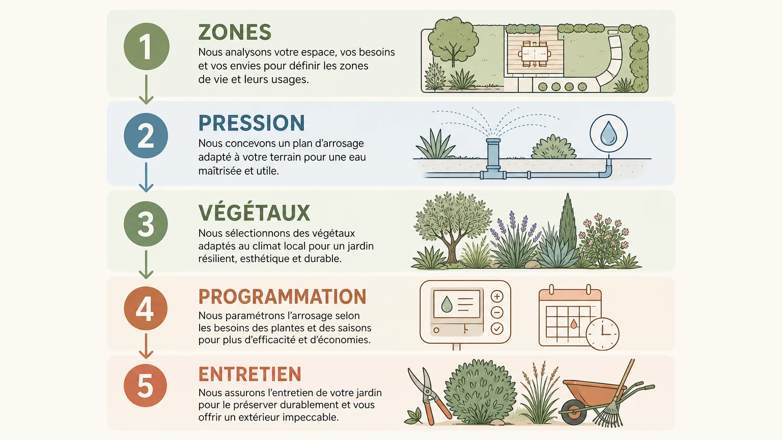 Infographie des critères pour choisir un système d’arrosage